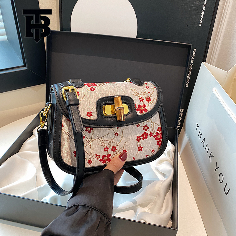 TB BHULAMTE Designer Bag Handbags Fashion Women's Bag Bamboo Knot Handbag Small Square Bag Luxury Bag 2024 Autumn Winter New Crossbody Shoulder T