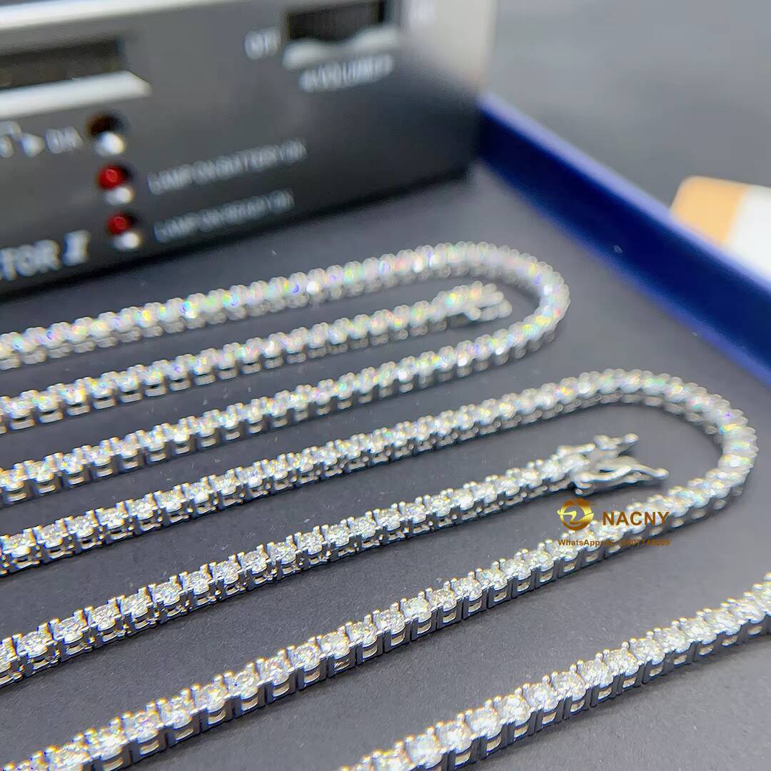 MoissaniteVVS 3MM Tennis Braceletnecklace Zuanfa Moissanite Hip Hop Jewelry Iced Out Moissanite Diamond 925 Tennis Chain