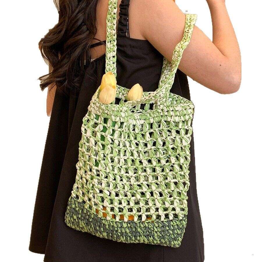 2025 New Simple Single Shoulder for Women, Hollow Crochet Straw Bag, Woven Handbag, Beach Vacation Women's Bag