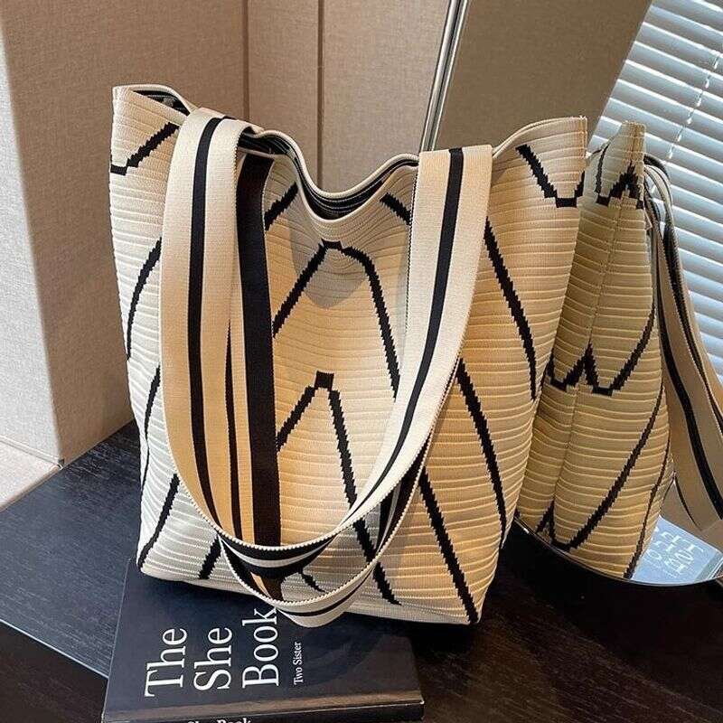 Niche Design Handbags, Knitted Shopping Large Capacity Commuter Bucket Bags, Backpacks And Shoulder Bags