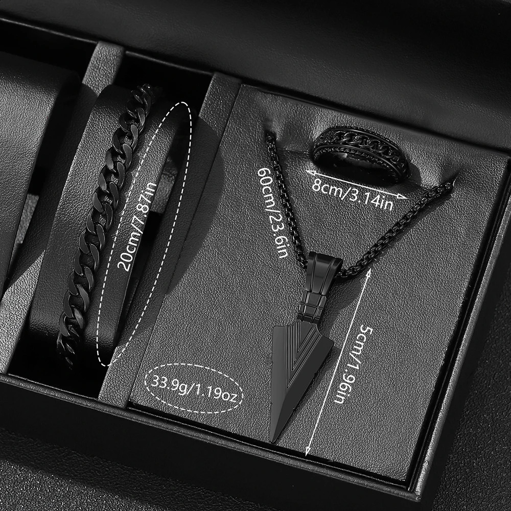 4PCS Black Mens Watch Set Business Trend Fashion Roman Digital Scale Dial Quartz Bracelet Necklace Ring Perfect Gift 250828