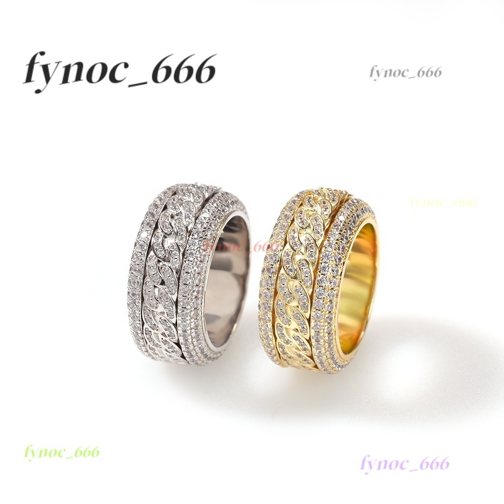 Hip Hop Morganite With Swivel Cuban Ring New Cuban Rotatable Ring