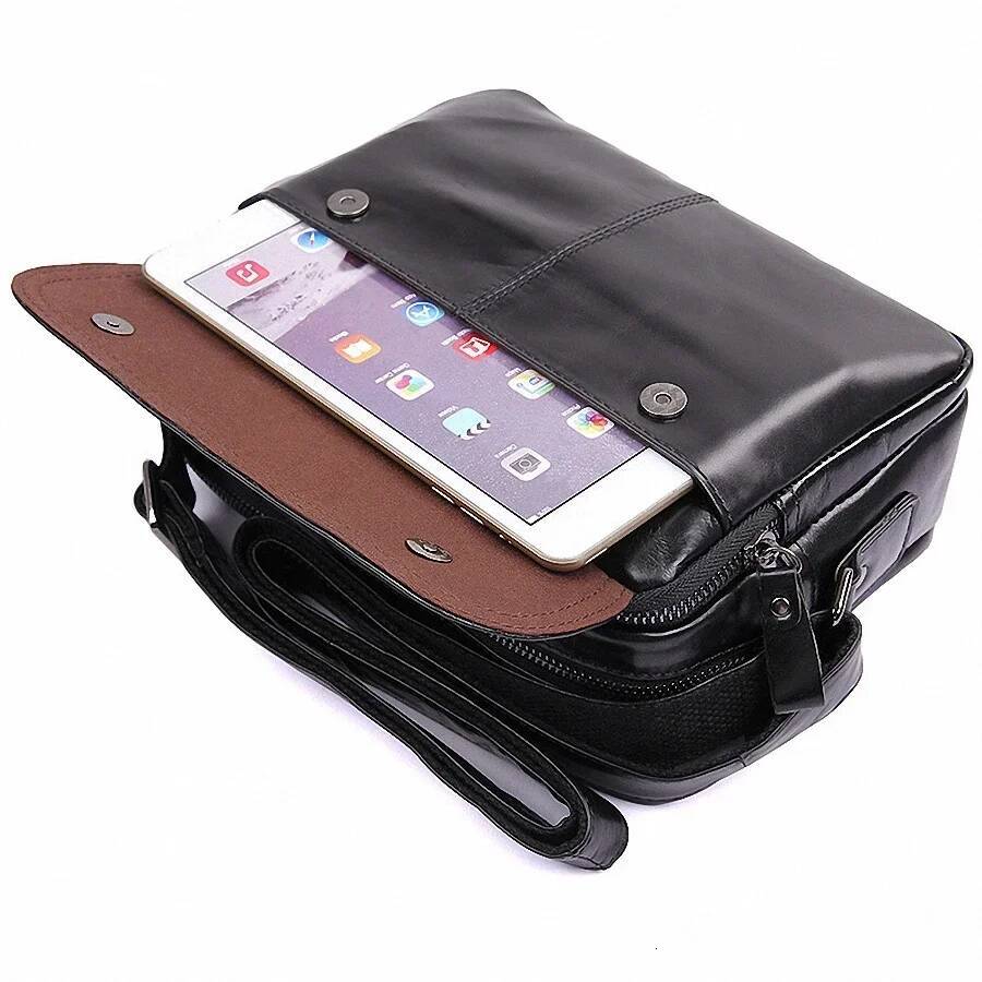 100% Genuine Leather Guarantee Crossbody Zipper Ipad Men Messenger Clutch Wallet Small Flap Male Bag LI-1988 high-quality