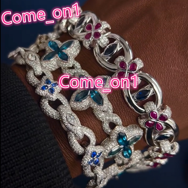 Hot Style Fashion Cuban Chain Sterling Silver 925 Mutilcolor Moissanite Luxury Cuban Link Chain Hip Hop Jewelry