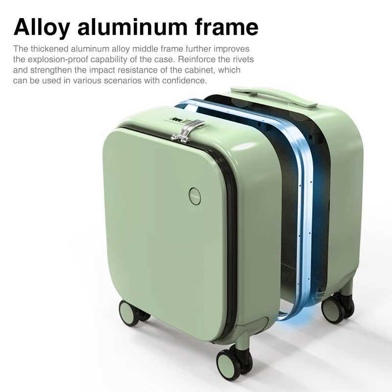 Mixi New Patent Design Carry On Suitcase Women 18 Inch Rolling Luggage Men Polycarbonate Aluminum Frame Elegant Noble Z250905