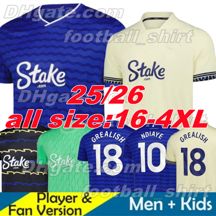 25 26 BRANTHWAITE Soccer Jerseys DANJUMA CALVERT-LEWIN 2025 2026 MYKOLENKO PICKFORD TARKOWSKI COLNMAN 92 94 1995 97 99 Retro football kit Training men kids shirt