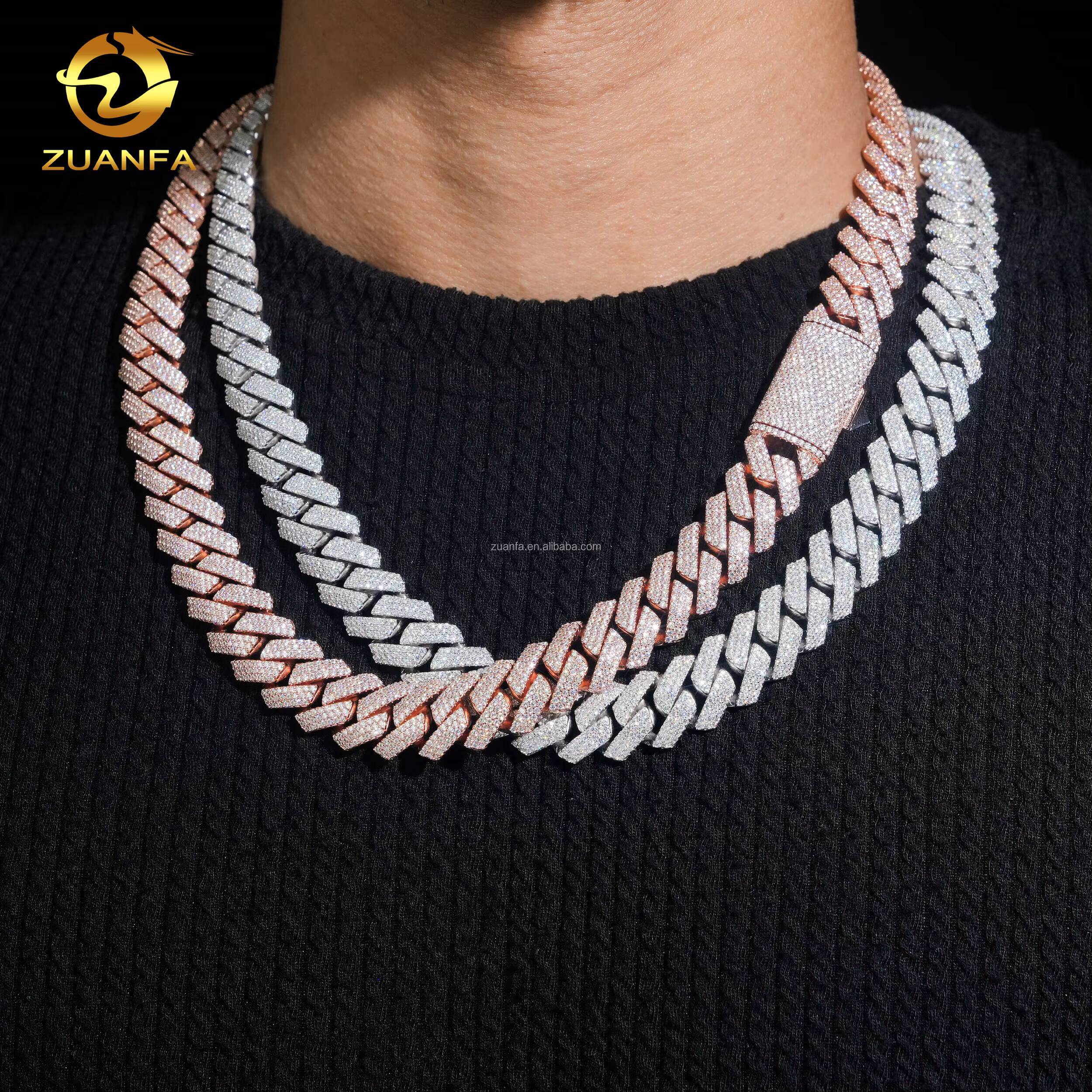 Ship in USA Warehouse Stock 15mm 3Rows 925 Solid Silver Heavy Hip Hop Iced Out FL Moissanite Diamond Miami Cuban ChainBracelet