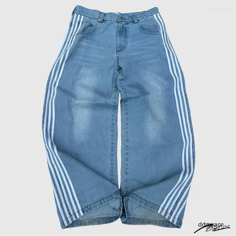 Men's Jeans Y2k Baggy High Quality Embroidered Ddmydec Striped Haruku Sweatpants Hip Hop Unisex Casual Wide Leg Denim Pants Streetwear Ddmydec