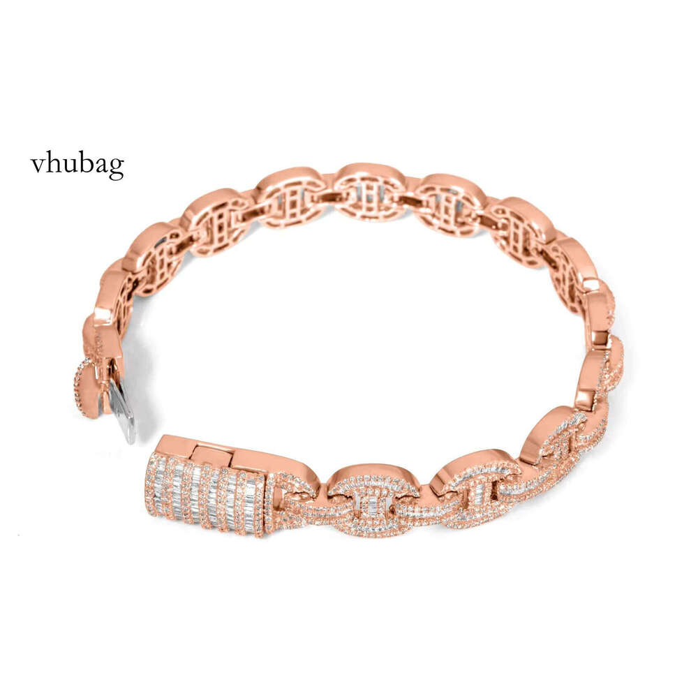 Moissanite dia Bracelet Rose Gold Link Mossinate Dia Cuban Chain Necklace Jewelry
