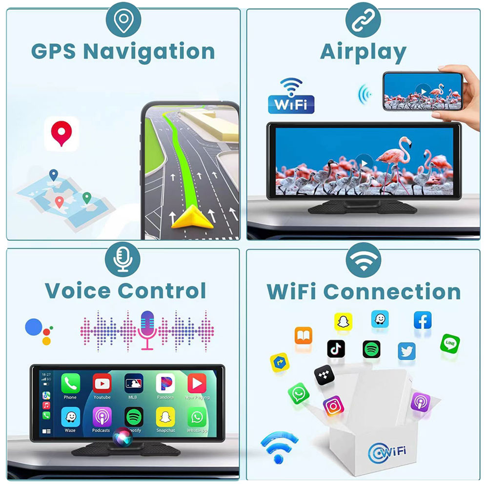 KOWANKIT 11.26 inch Wireless CarPlay Android Auto Touch Screen Plug & Play HD Car Monitor WiFi BT Airplay Universal Fit for Cars H508F