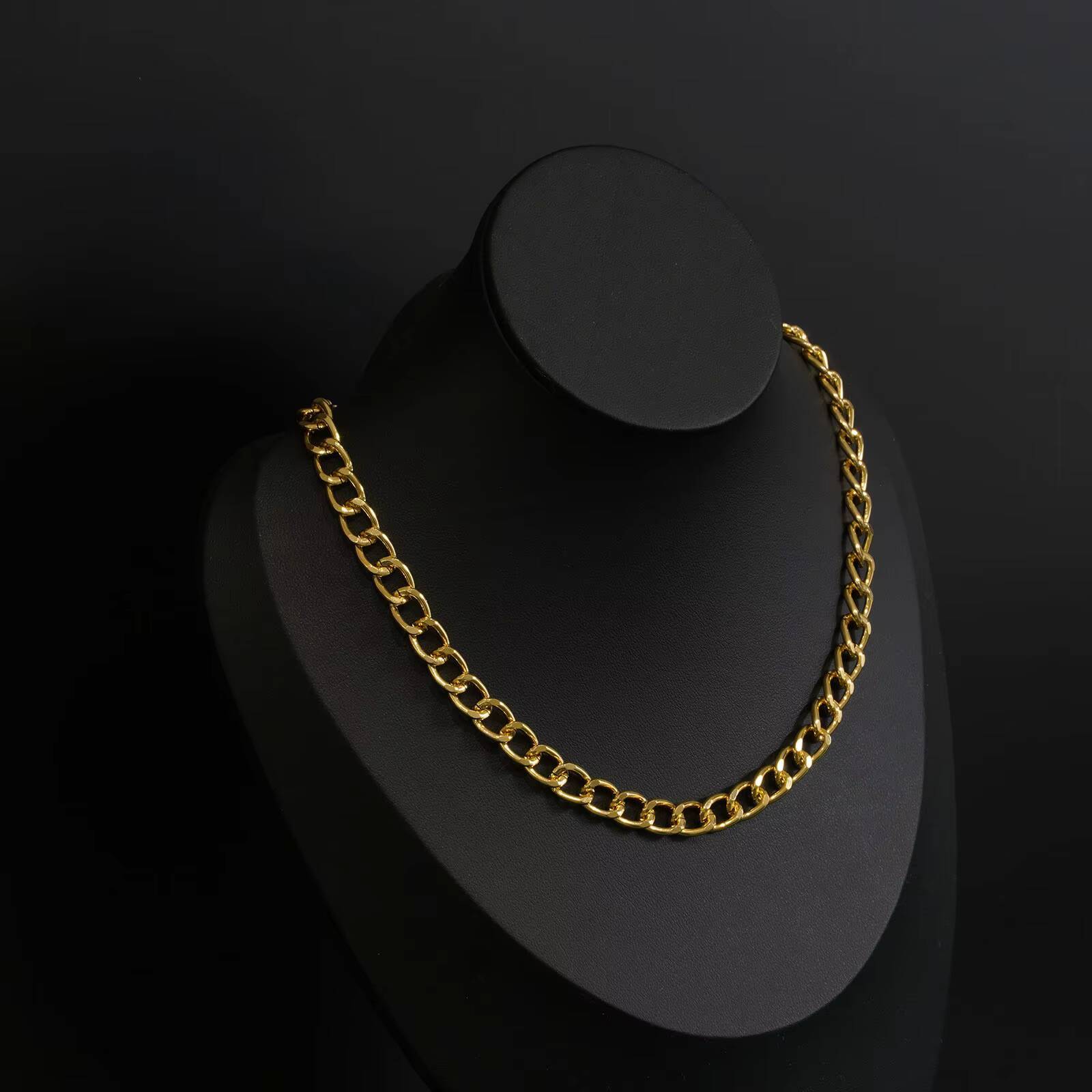 Mens Gold Plated 13 Cuban Chain SixSided HipHop Jewelry Alloy Link Clavicle Necklace Trendy Ins Cuban Grinding Chain