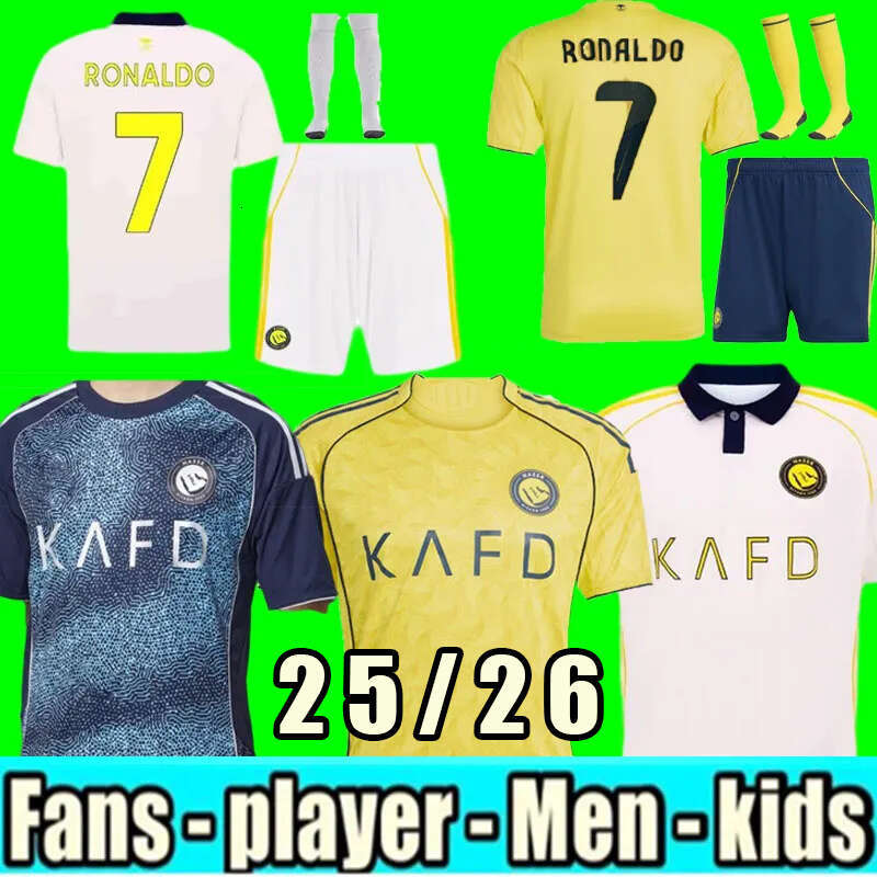 25 26 Al Nassr FC soccer Jerseys Ronaldo 2025 2026 Home yellow away 3rd MANE CR7 Gonzalo Martinez Talisca women FANS player version men kids kit Football shiirt
