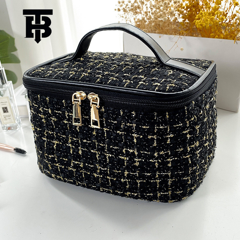 TB BHULAMTE Designer Bag New Korean Version Plaid Handheld Makeup Bag Large Capacity Portable Toiletry Organizer Luxury Bag Makeup Case Travel Wholesa