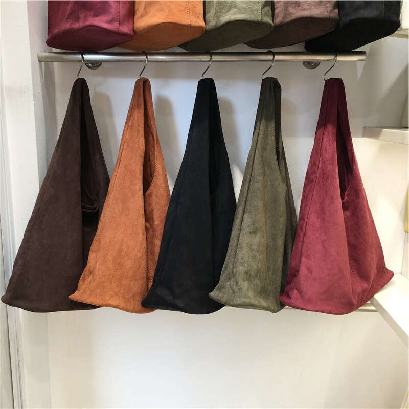 This Season Autumn Winter Suede Tote Large Capacity Shoulder for Women Artistic Casual Commuter Underarm Bag