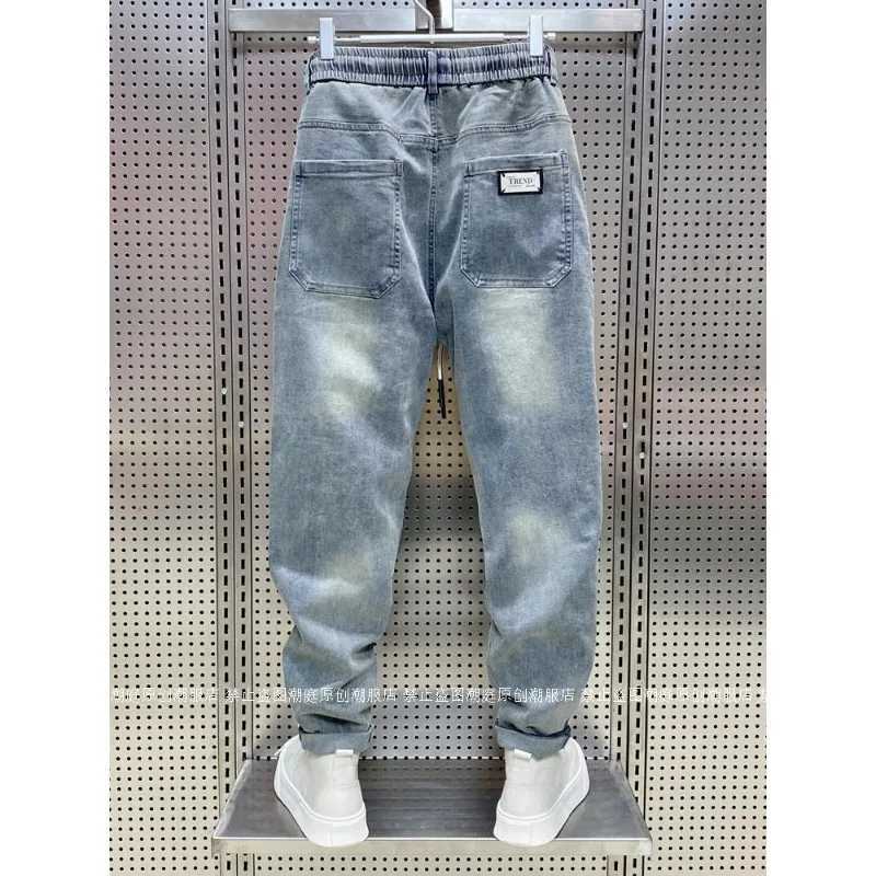 Spring Autumn New Kpop Loose Casual Mens Jeans Pants Highend Brand Loose Straight Pants Elastic Harlan Casual Trendy Dad Jeans W250905