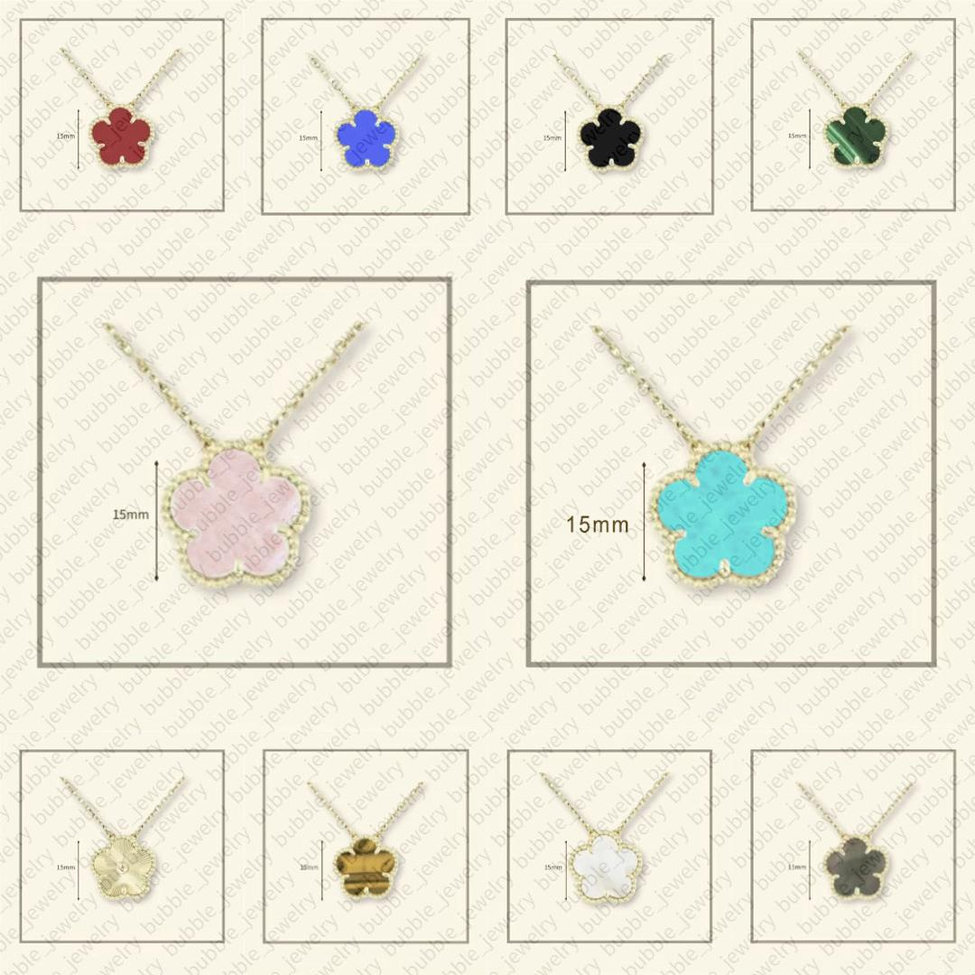 four leaf clover necklace jewlery designer for women 18K gold necklace 15MM motif flower red agate laser clover pendant charm necklace gold name brand jewelry gifts