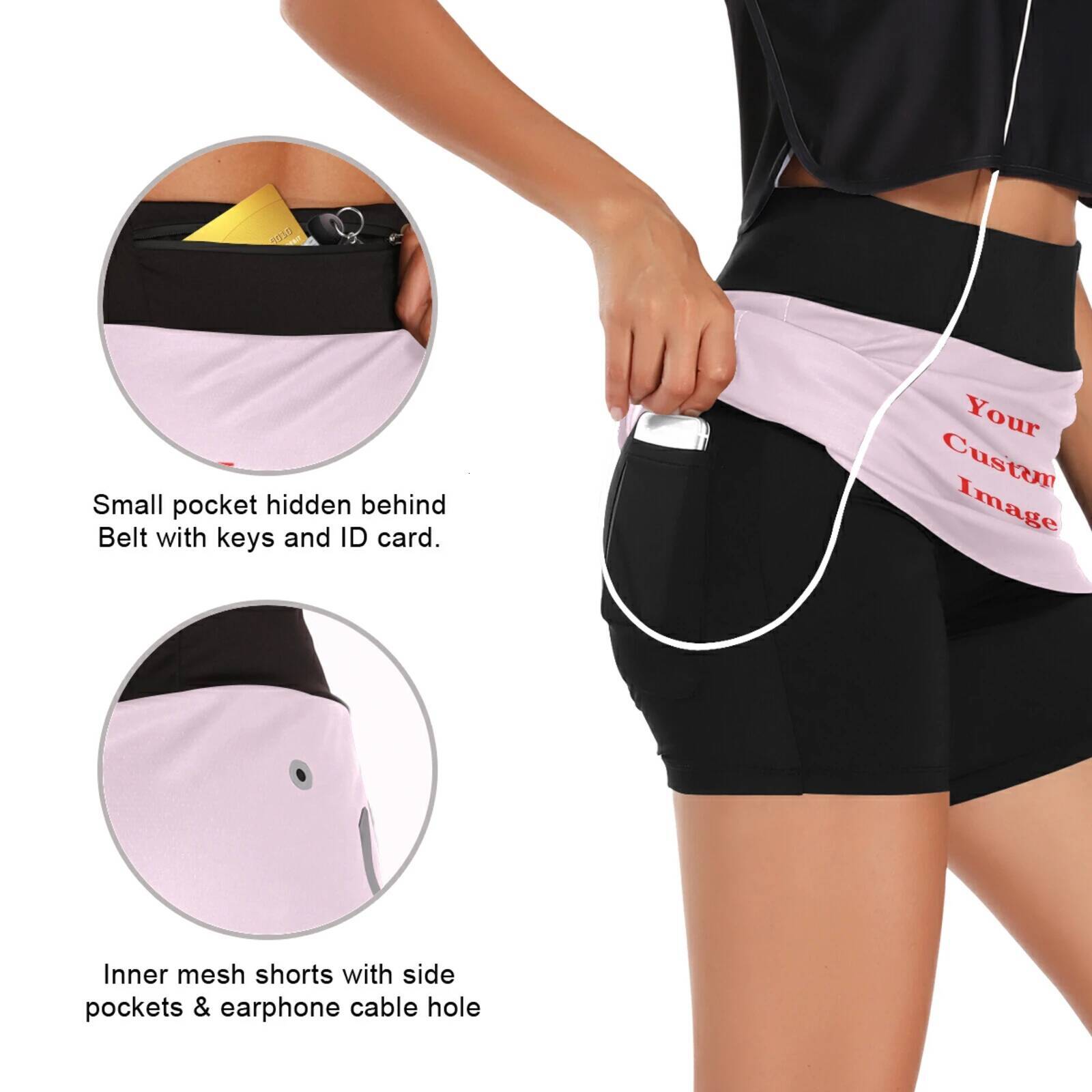 Custom Anti Exposure Tennis Skirts Fiess Running Skort Women Quick Drying Sport Pocket High Waist Gym Yoga Skirt Gymwear