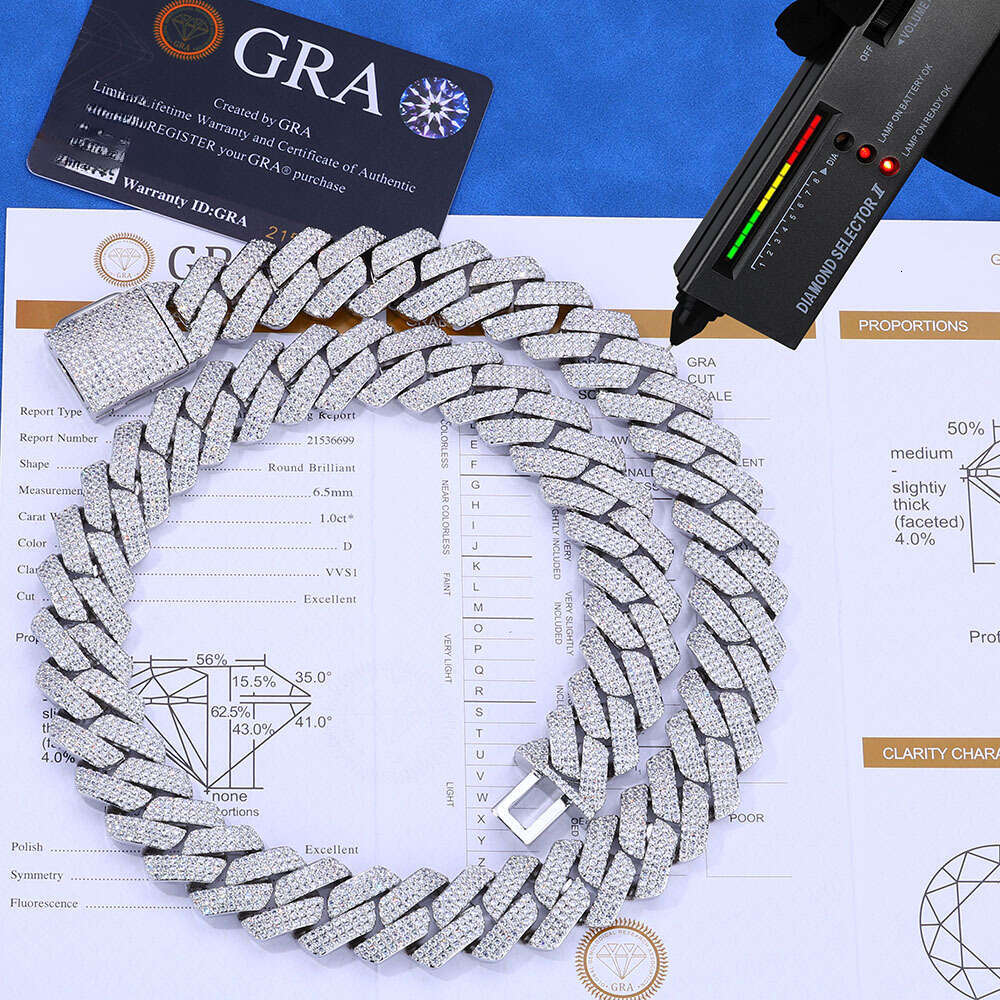 Manufacture Custom Moissanite Sterling Sier Women 20mm Fine Men Hiphop Cuban Link Chain Necklace