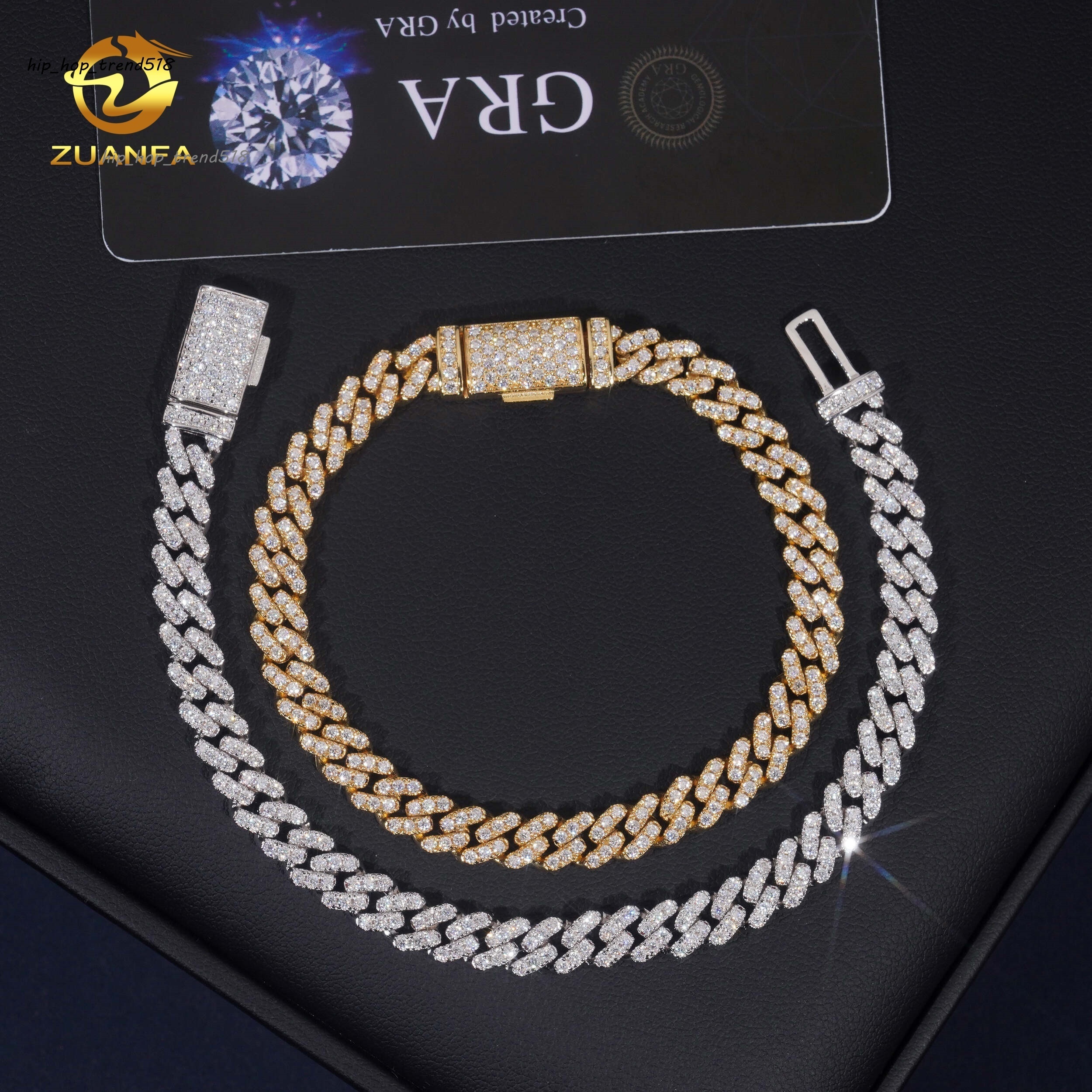 Hot Sale 6mm Custom Hip Hop Jewelry Necklace Iced Out Diamond 925 Sterling Silver VVS Moissanite Cuban Link Chain Bracelet