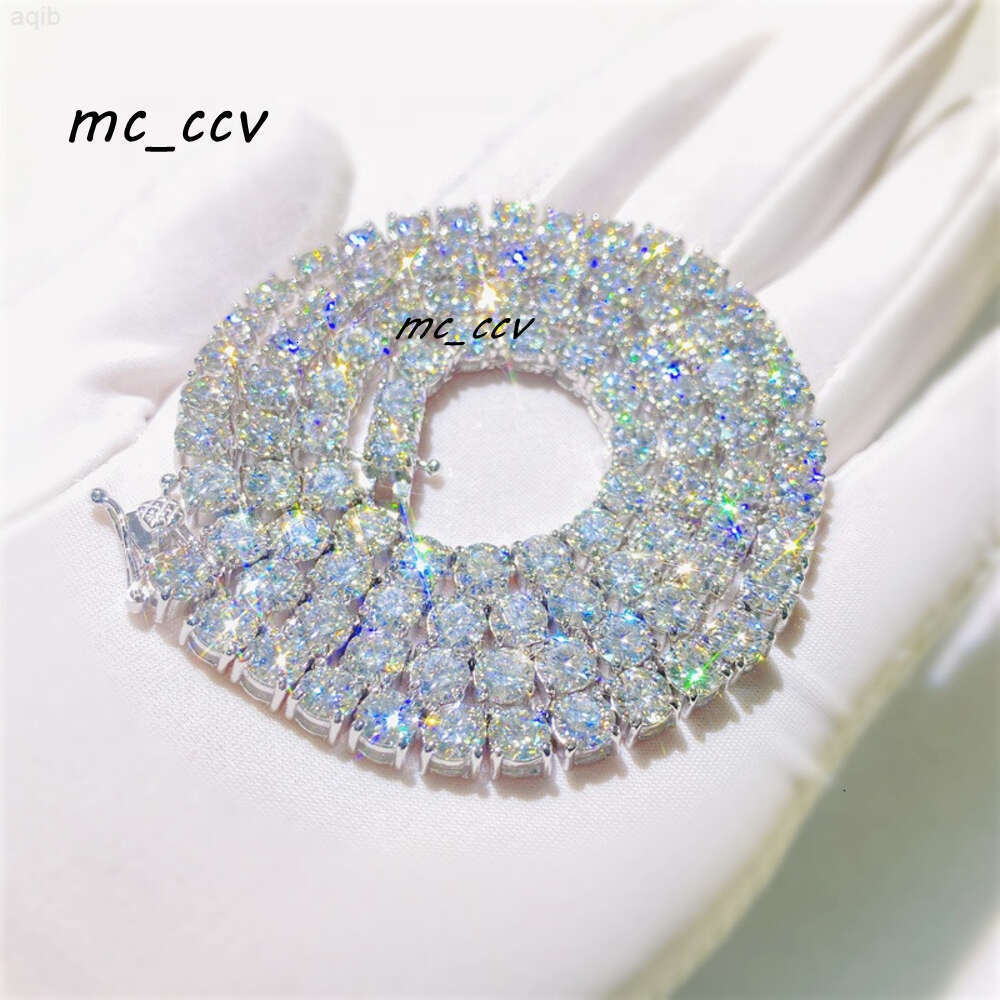 Fine Jewelry Selling 5mm Width Custom 10k 14k 18k Solid Gold Jewelry d Clarity Vvs Moissanite Tennis Chain