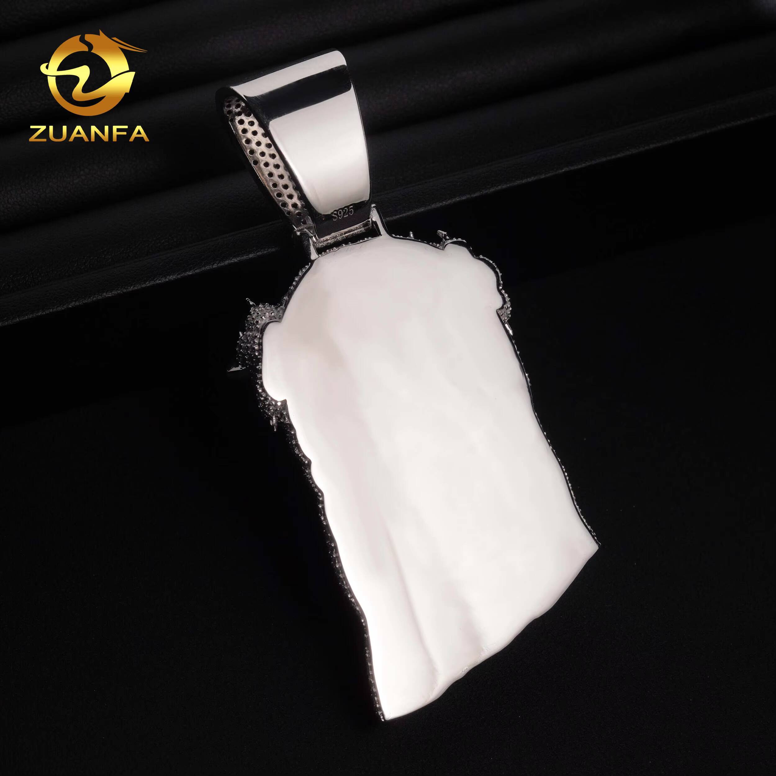 Fine Hip Hop Jewelry Iced Out Solid Back Blue Green Marquise VVS Moissanite Diamond Pendant 925 Silver Jewelry Jesus Pendant