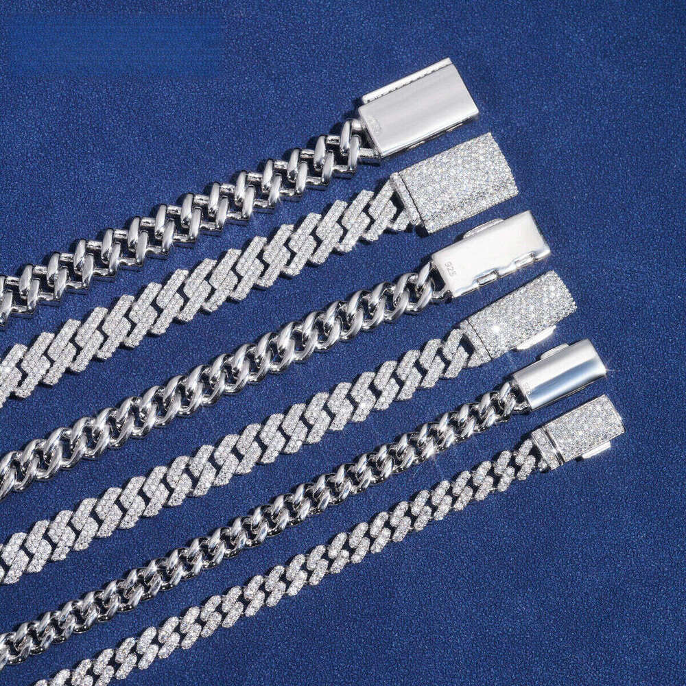 Hot Selling Hip Hop Jewelry 6mm 8mm 10mm Sterling Sier 14K Gold Iced Out Link Moissanite Cuban Bracelet