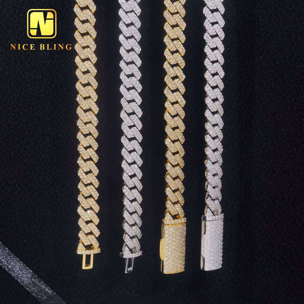 8mm Hip-Hop Style Jewelry - Borosilicate Gemstone - 24K Gold Chain Set with Ice Crystal Cuban Link
