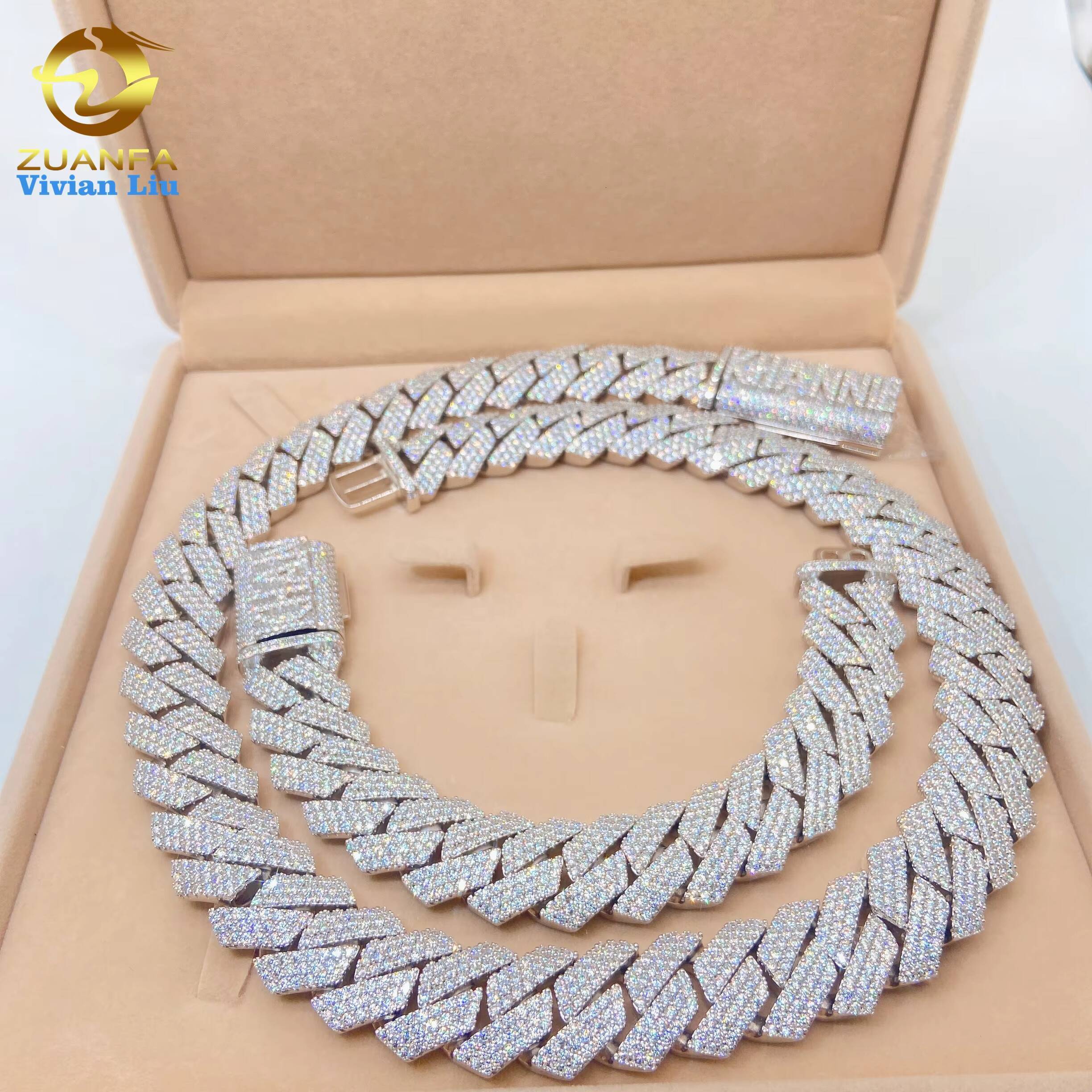15MM 18MM 20MM Heavy Big Cuban Necklace Bracelet Custom Hip Hop Jewelry Moissanite Iced Out Diamond 925 Cuban Link Chain
