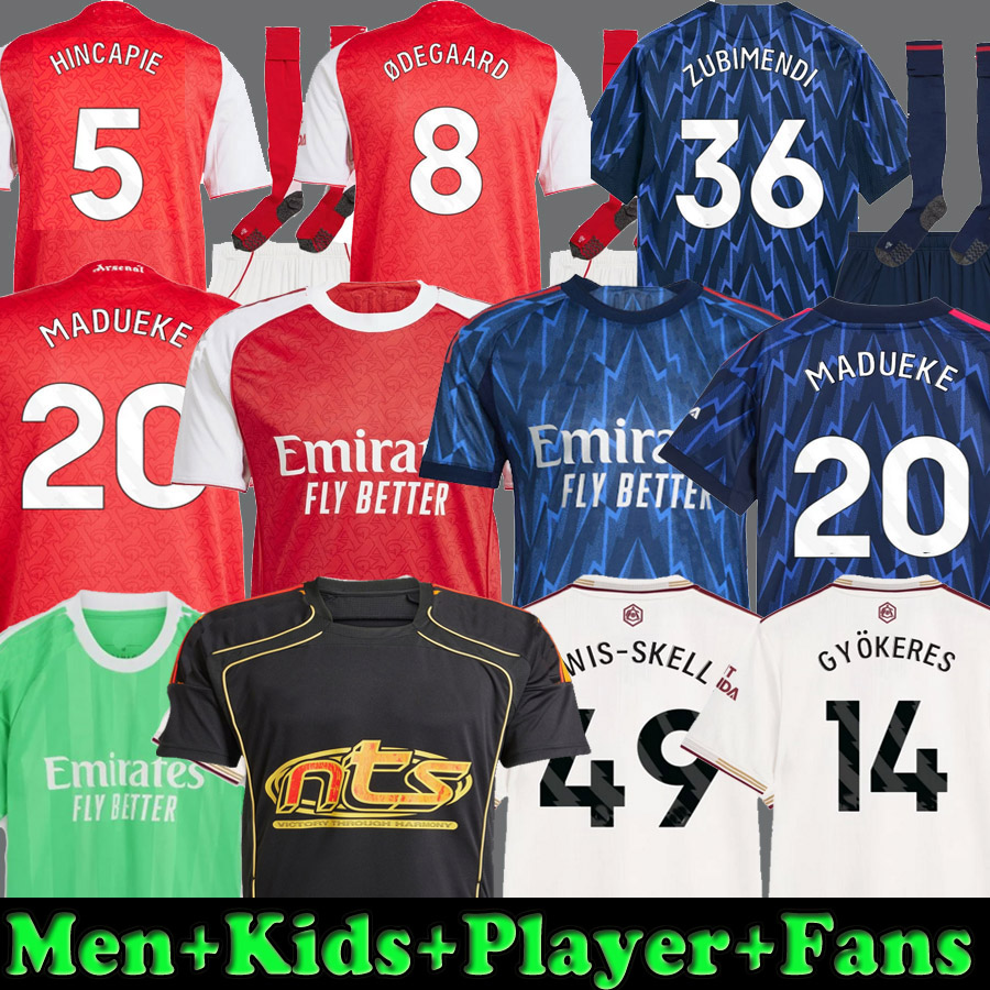 25 26 Soccer jerseys Gyokeres Zubimendi football Shirts kit 2025 2026 Men Kids Player Fans SAKA white Saliba Madueke Hincapie Sterling jersey G.JESUS 49 Lewis-Skelly
