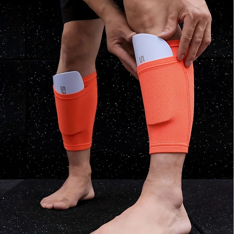 Sports Set Soccer Shin Guard Leg Cover Independent Pocket AntiDrop Elastic Breathable Unisex Football Protective Gears w250905 - view 4