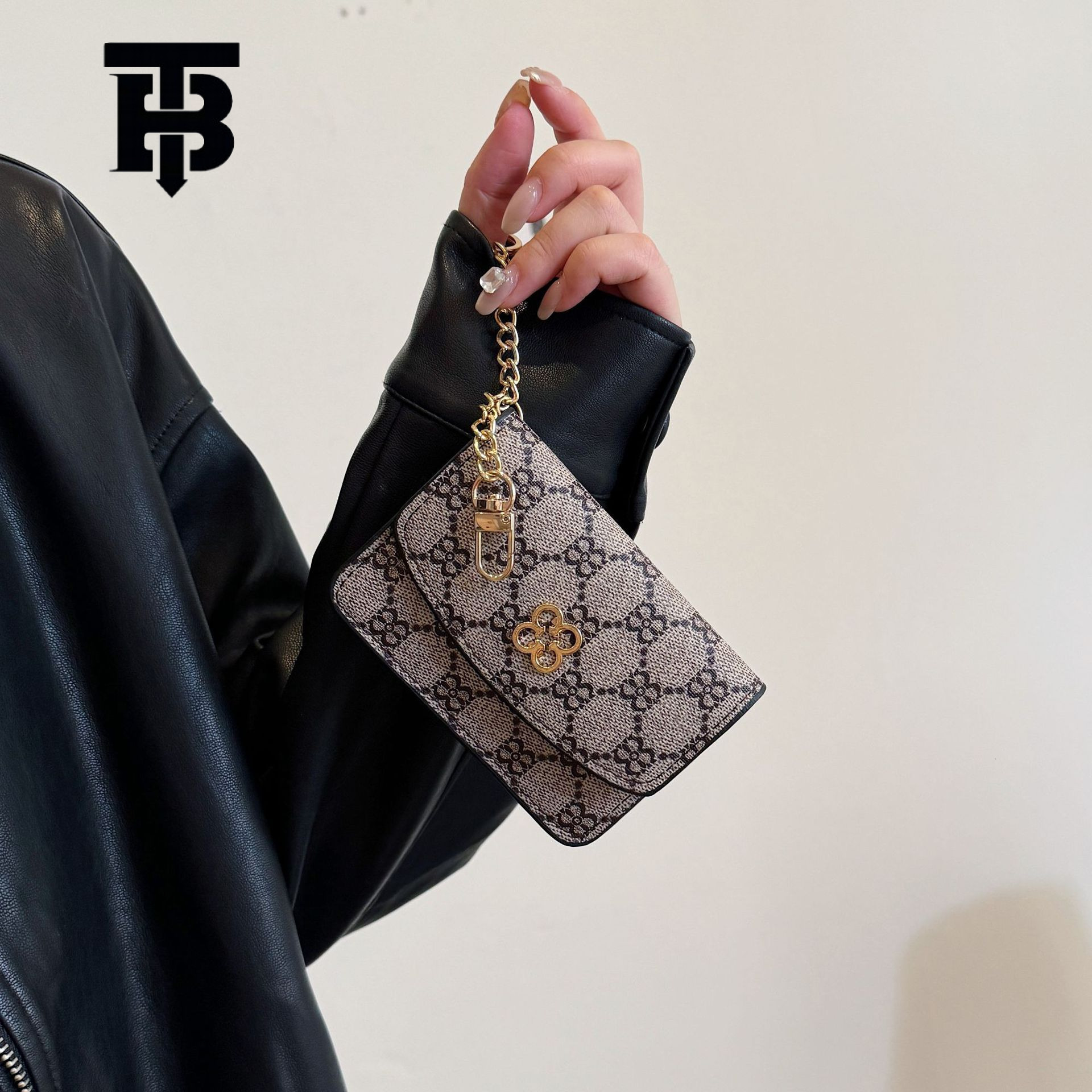 TB BHULAMTE Designer Bag Niche Design Printed Buckle Coin Purse Keychain High-end Exquisite Luxury Bag Mini Compact Card Holder Coin Purse All-in-one 