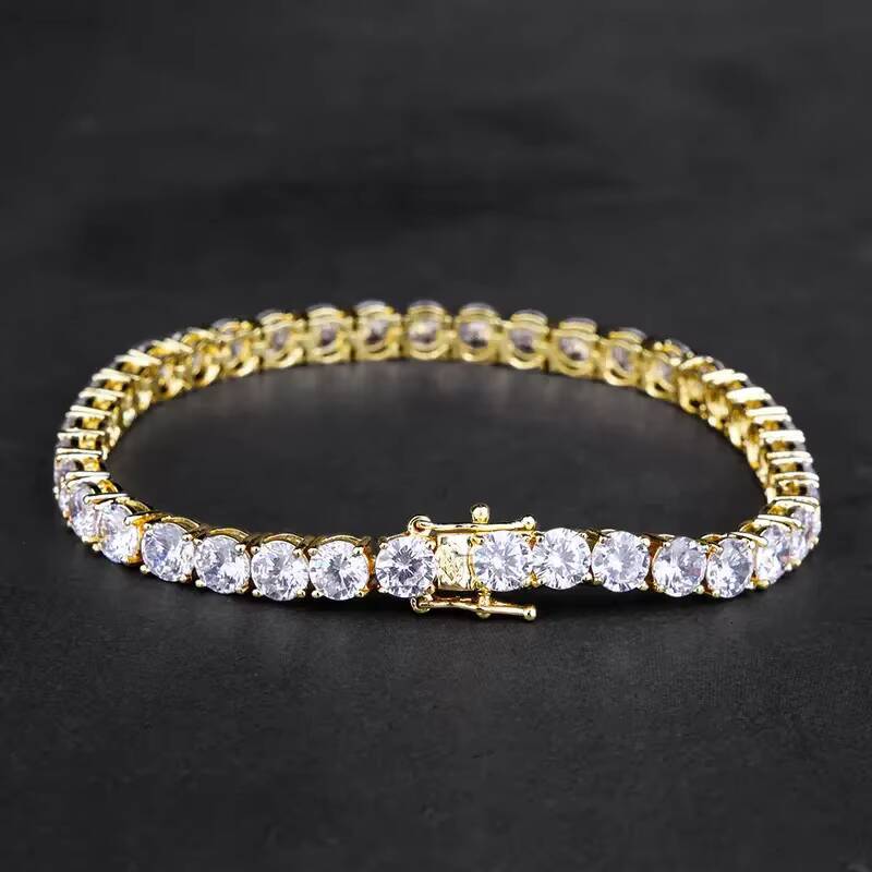 Luxury Jewelry Moissanite Trendy Style Iced Out Tennis Chain 925 Sterling Silver VVS 4mm 678 Inches Moissanite Tennis Bracelet