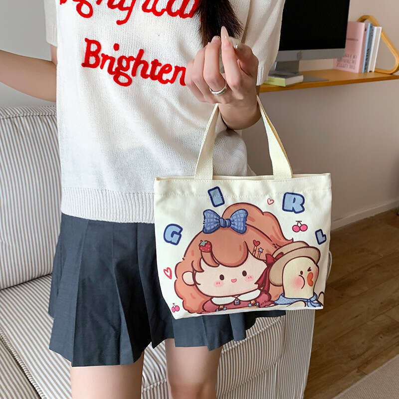 for Women Cartoon Canvas Handbag Small Crossbody Fashion Korean Style Cute Casual Tote Bag