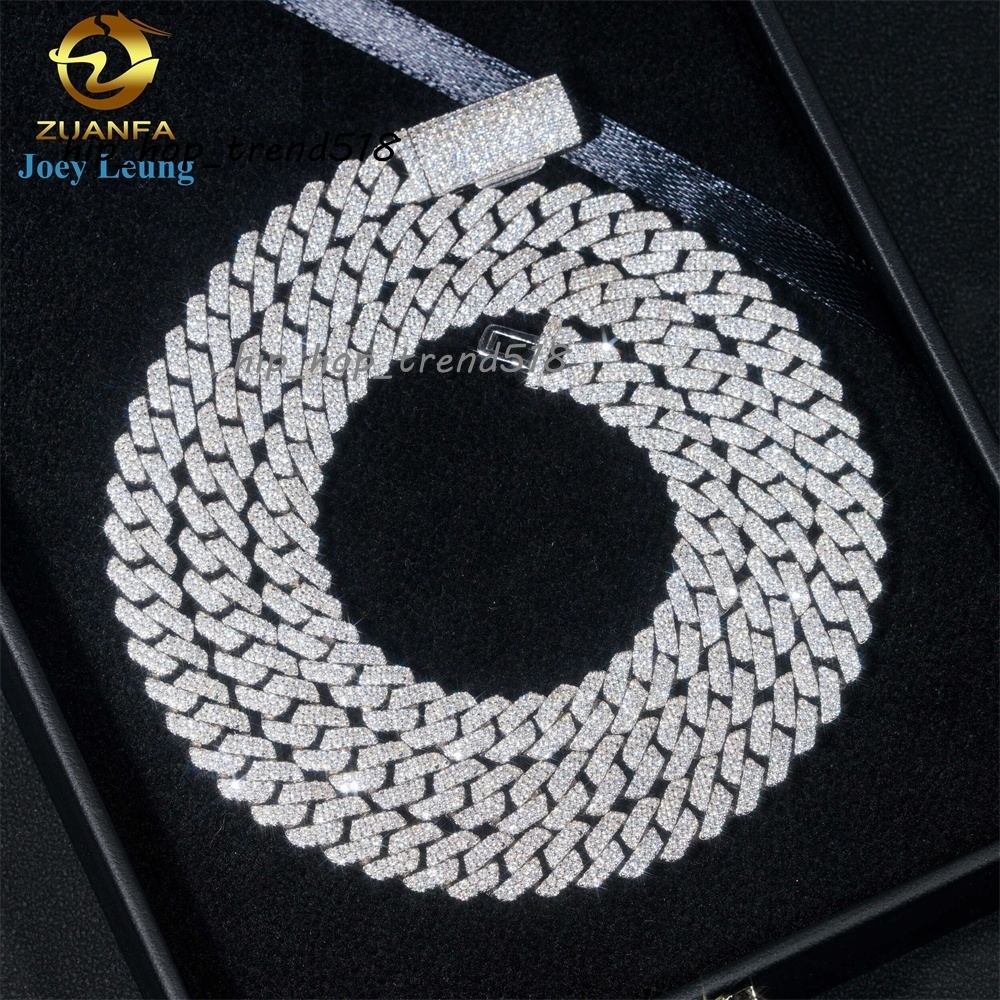 Ready to Ship Hot Selling Fine Jewelry 925 Sterling Silver Soft 8mm Iced Out NecklaceVVS Diamond Moissanite Cuban Link Chain