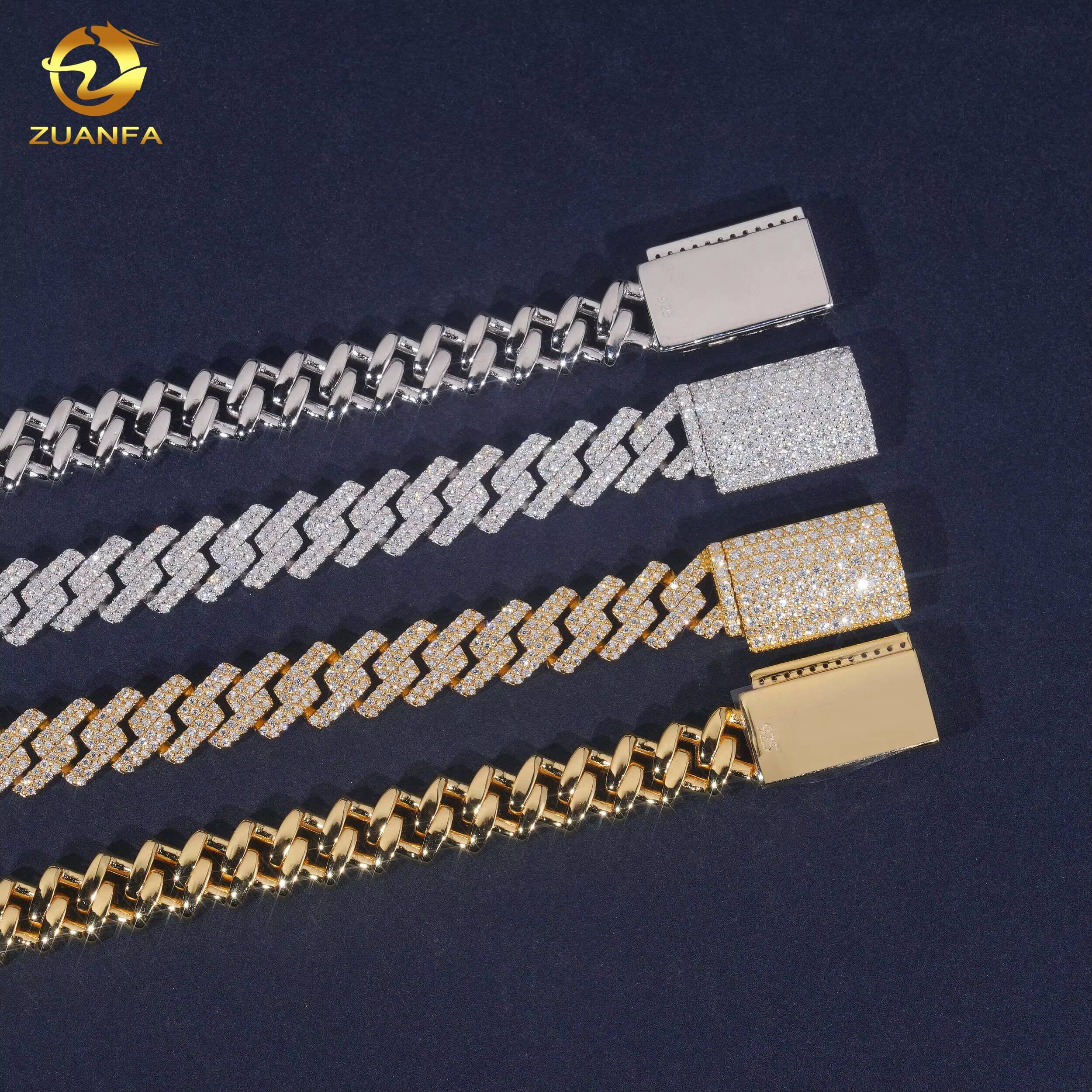 10mm 2 Rows Fashion Chain Necklace Iced Out Diamond Custom Hip Hop Cuban Link Chain Jewelry VVS Moissanite Necklace Bracelet
