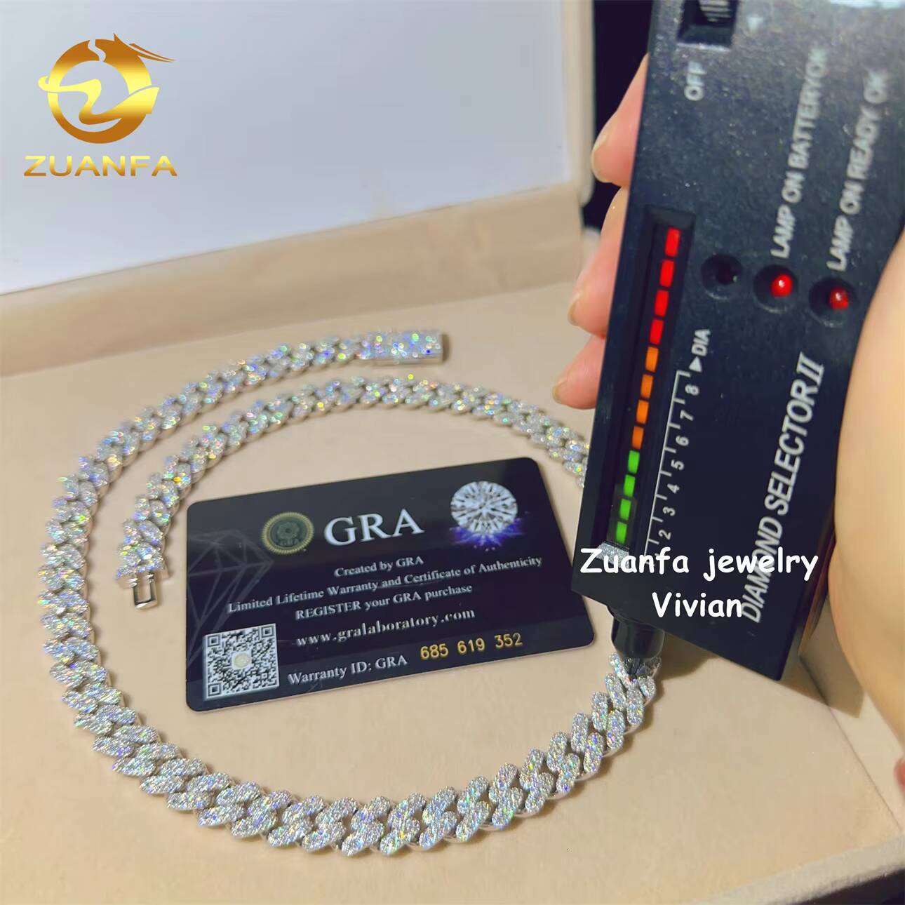 Hip Hop VVS Moissanite Diamond Fine Jewelry Miossanite Iced Out Necklace 10mm Miami Cuban Link Chain Necklace