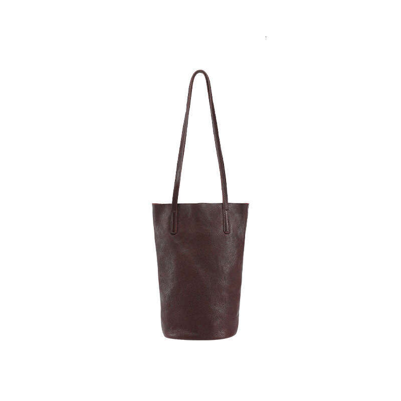 Qiu Zhen Lazy Encounter Bucket for Women Genuine Leather Underarm Single Shoulder Commuter Top Layer Vegetable Tanned Cowhide Women's Bag