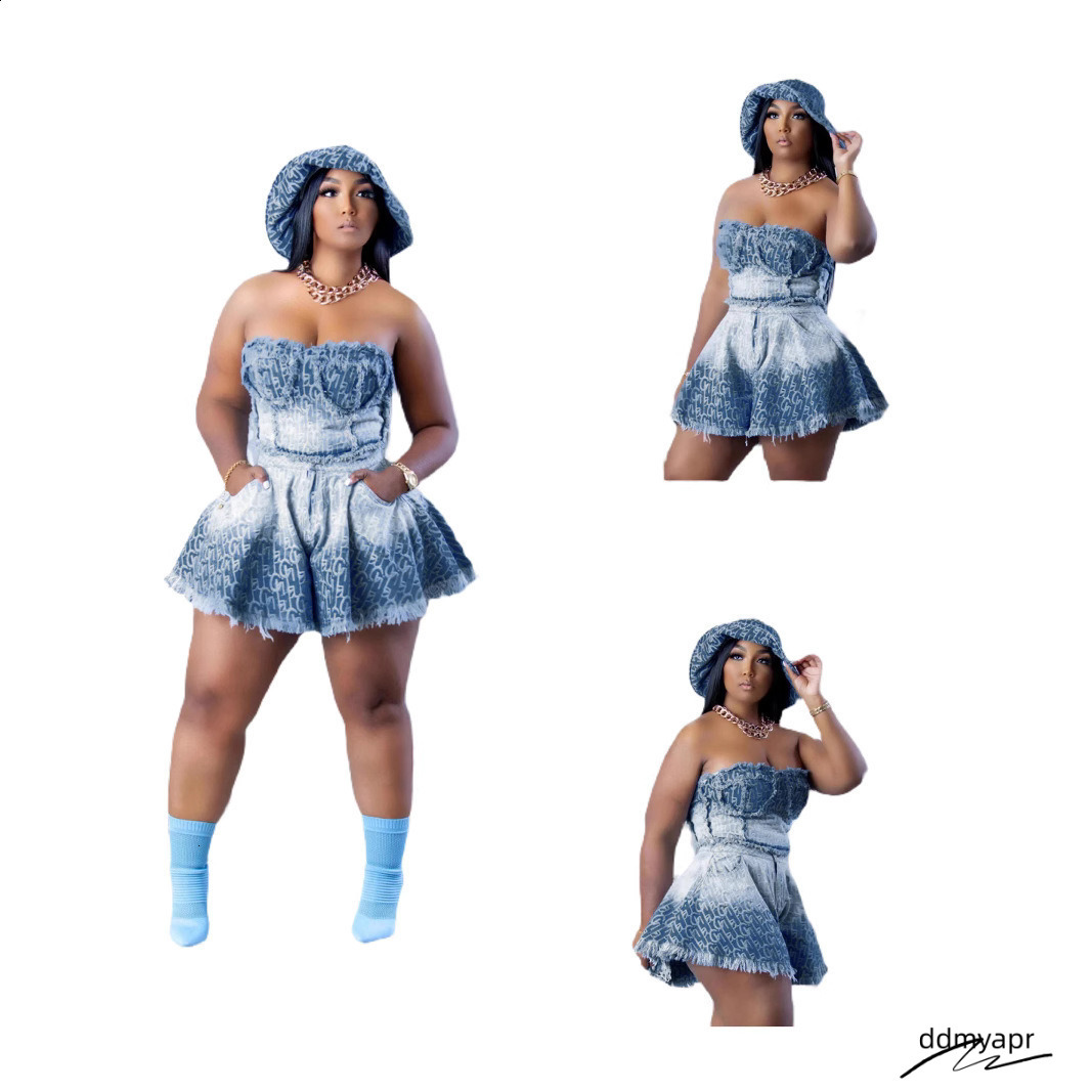 Ym5071 Fashion Temperament Denim Large Womens Two Piece Set With Pockets Ddmydec 230509 Ddmydec Ddmydec