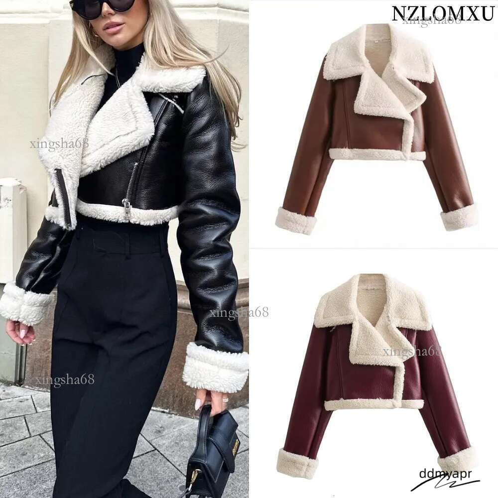 Winter Women Coats Faux Shearg Sheepskin Coat Retro ddmydec Motorcycle Jacket Woman Jackets Outerwear ddmydec ddmydec ddmydec ddmydec
