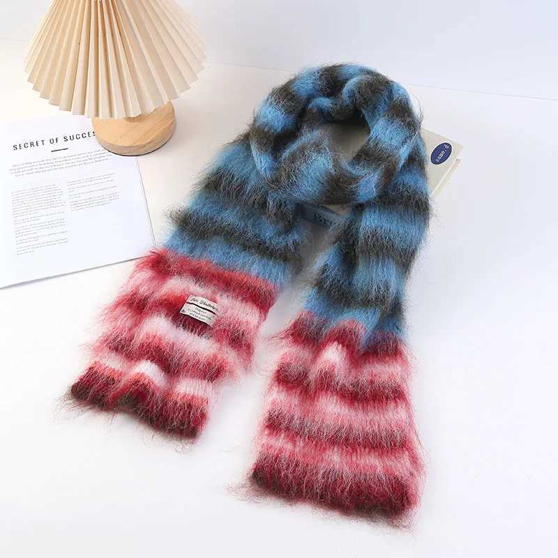 New Dopamine Striped Splicing Warm Women Scarf Autumn Winter Thick Thermal Fashion Tren Females Scarves Soft Warm MufflerXJ250905