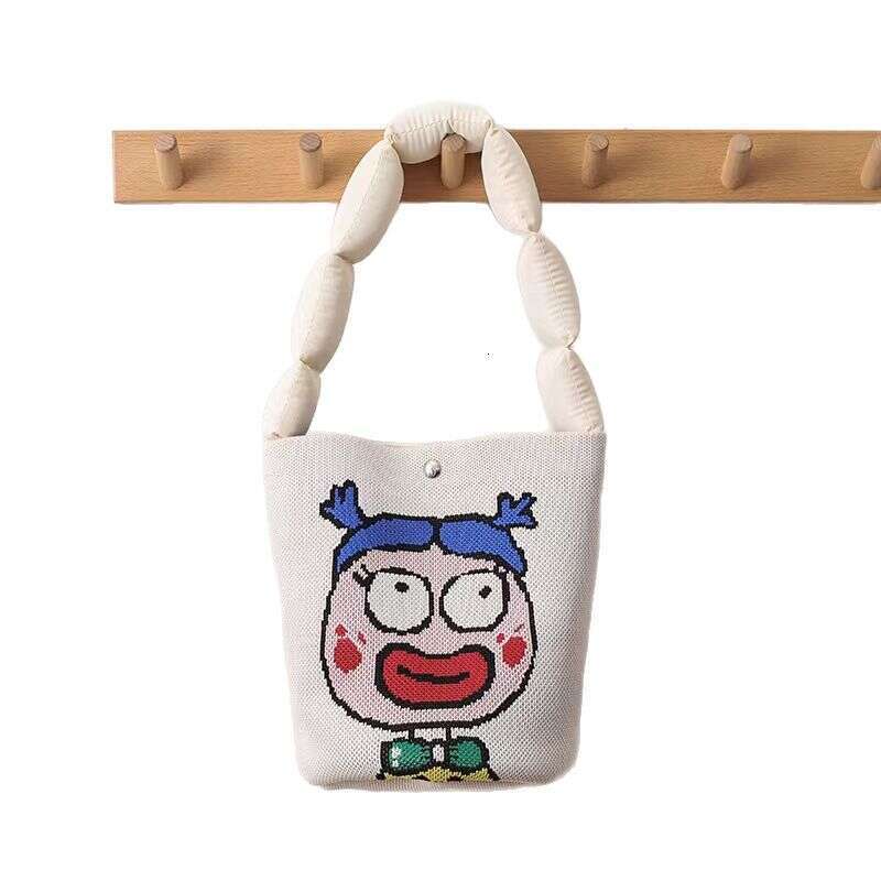 Knitted Handbag Casual Versatile Drawstring Tote Gift Packaging Souvenir Lunch Water Bucket Bag