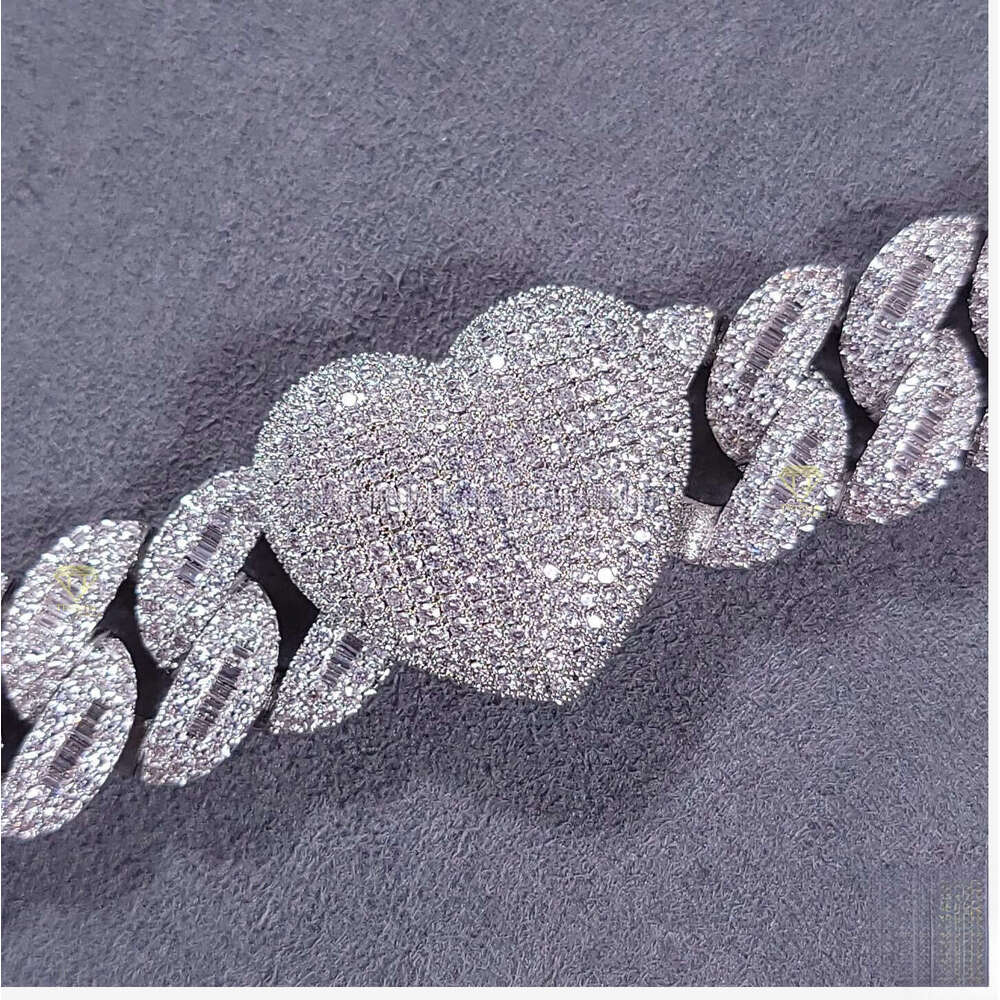 Direct Factory Supply Sterling Sier Iced Out Moissanite Dia Cuban Link Chain Available at Sale from India