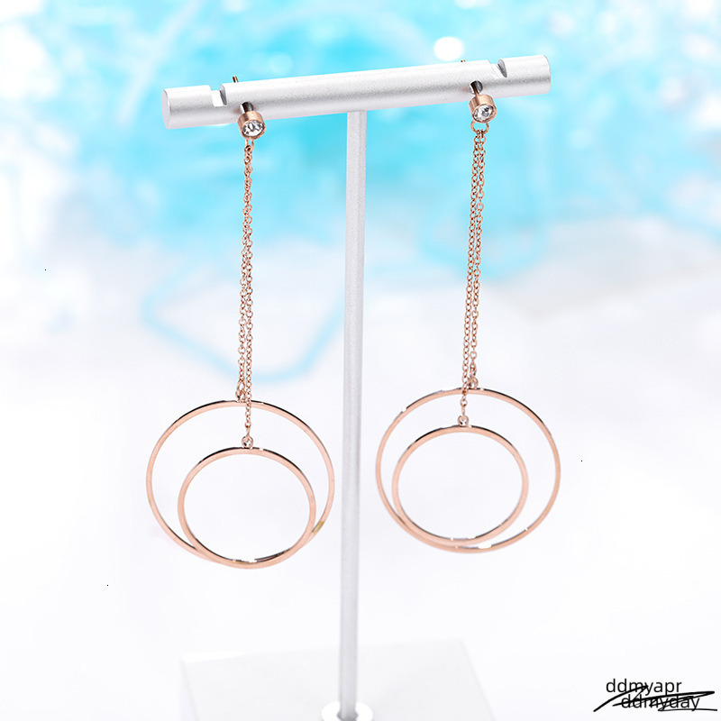 Titanium Ddmyday Steel Rose Gold Designer For Women, Hollow Circle Tassel Versatile Fashion Ladies' Jewelry ddmyday Earrings Accessories Wholesal