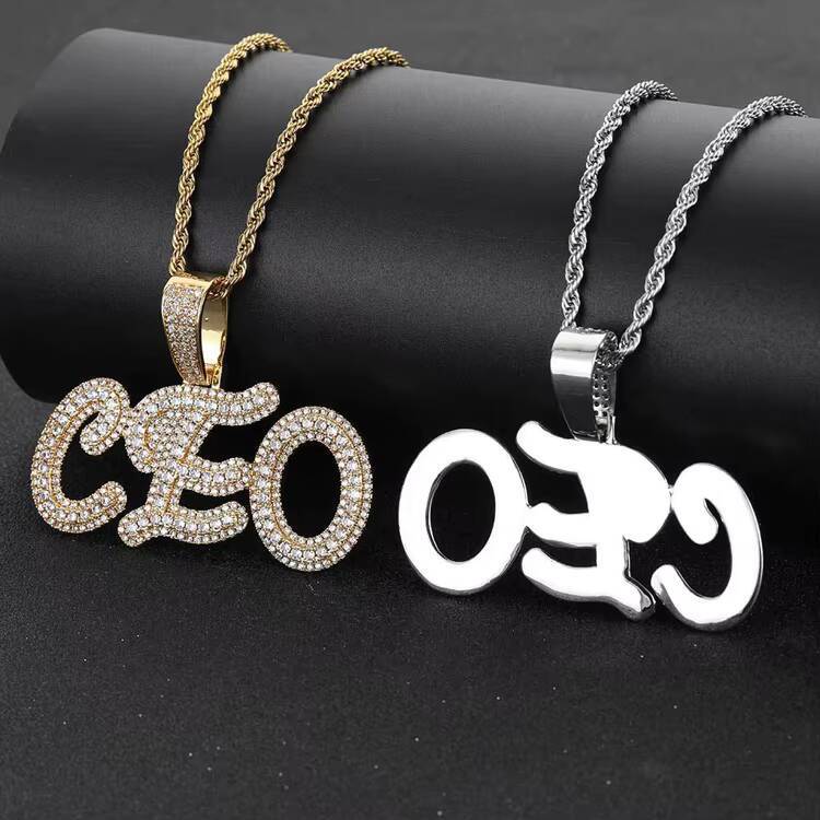 GZYS JEWELRY Wholesale Hip Hop Diamond CEO Pendants Name Necklace Jewelry