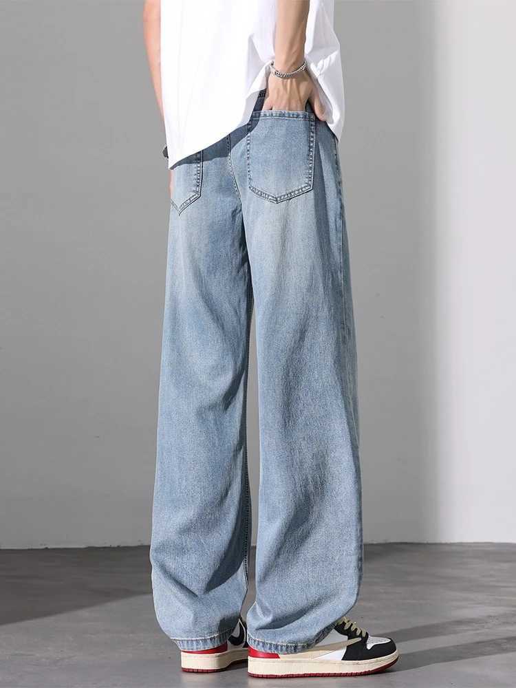 Mens Wide Jeans Fashion Straight Spring Summer Thin Loose Casual Denim Trousers Lyocell Fabric Breathable Comfortable Man Pants W250905