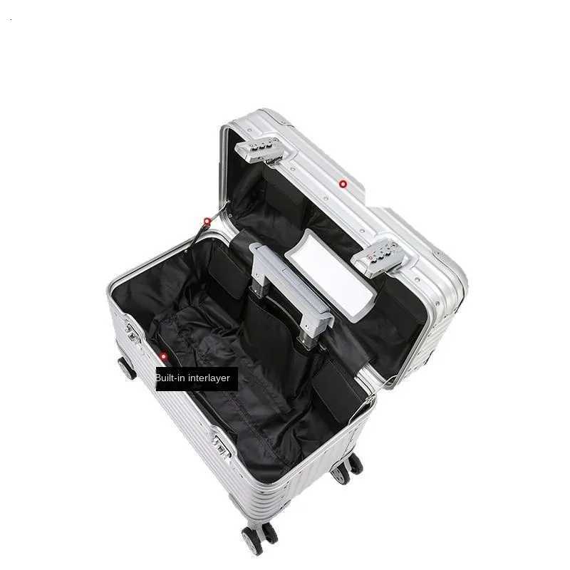 100 Aluminum Suitcase 182022 inch Metal Hard Luggage Carryon Cabin Suitcase Top Open Camera Case Equipment Storage Box Z250905