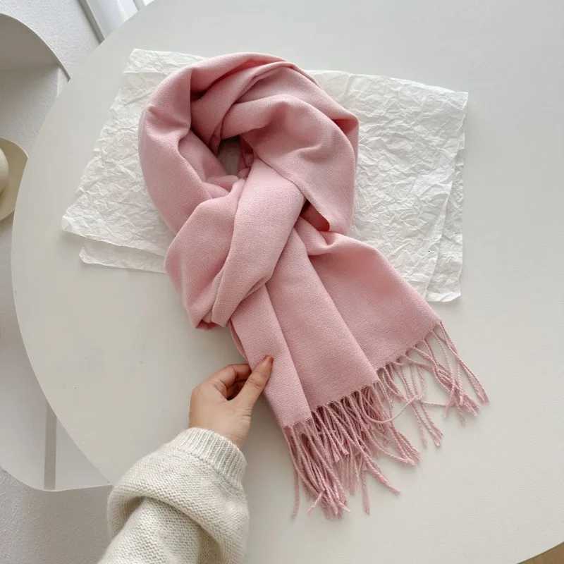 Classic Solid Tassel Scarf Men Women Fall Winter Imitation Cashmere Thick Versatile Shl Causal Wr Warm Muffler Male FemaleXJ250905