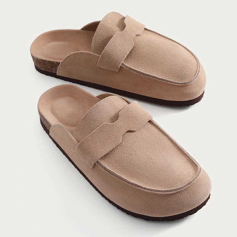 Kidmi New Men Suede Clogs Slippers Soft Women Mules Summer Cork Clogs Slippers Outdoor Beach Sandals Fashion Nonslip Home Shoes W250905