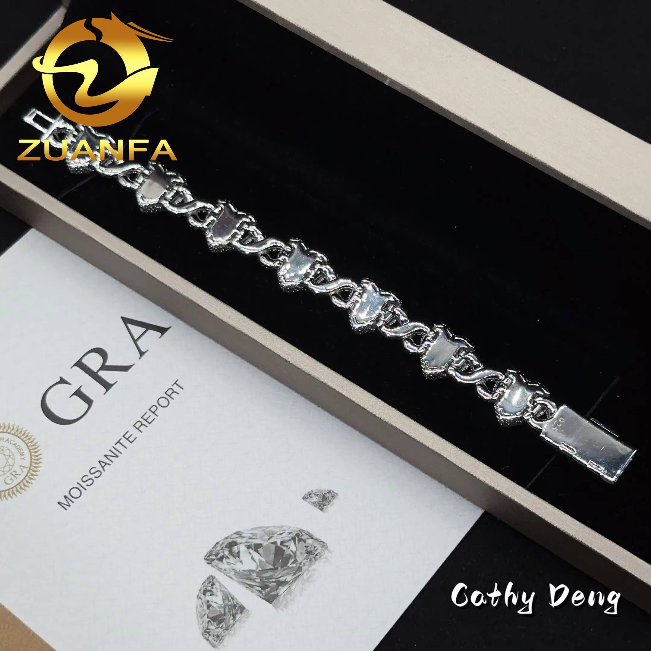 Fashion Men and Women Moissanite Cuban Link Bracelet 925 Silver Iced Out Heart Shape Hiphop Bracelet Best Gift