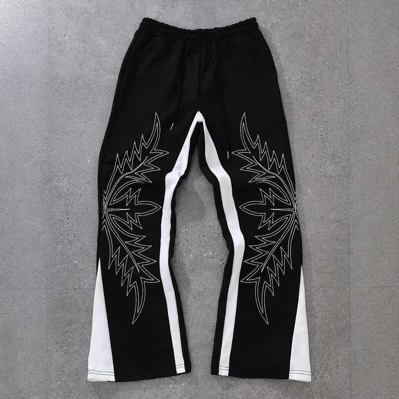 Design Sense Printed Straight Street Fashion Loose Wide-Leg Long Pants Sweatpants for Men